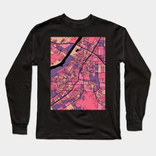 Riverside Map Pattern in Purple & Pink Long Sleeve T-Shirt